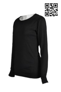 FA314 設計女款長袖T恤 網上下單純色T恤 度身訂造淨色T恤 T恤製造商